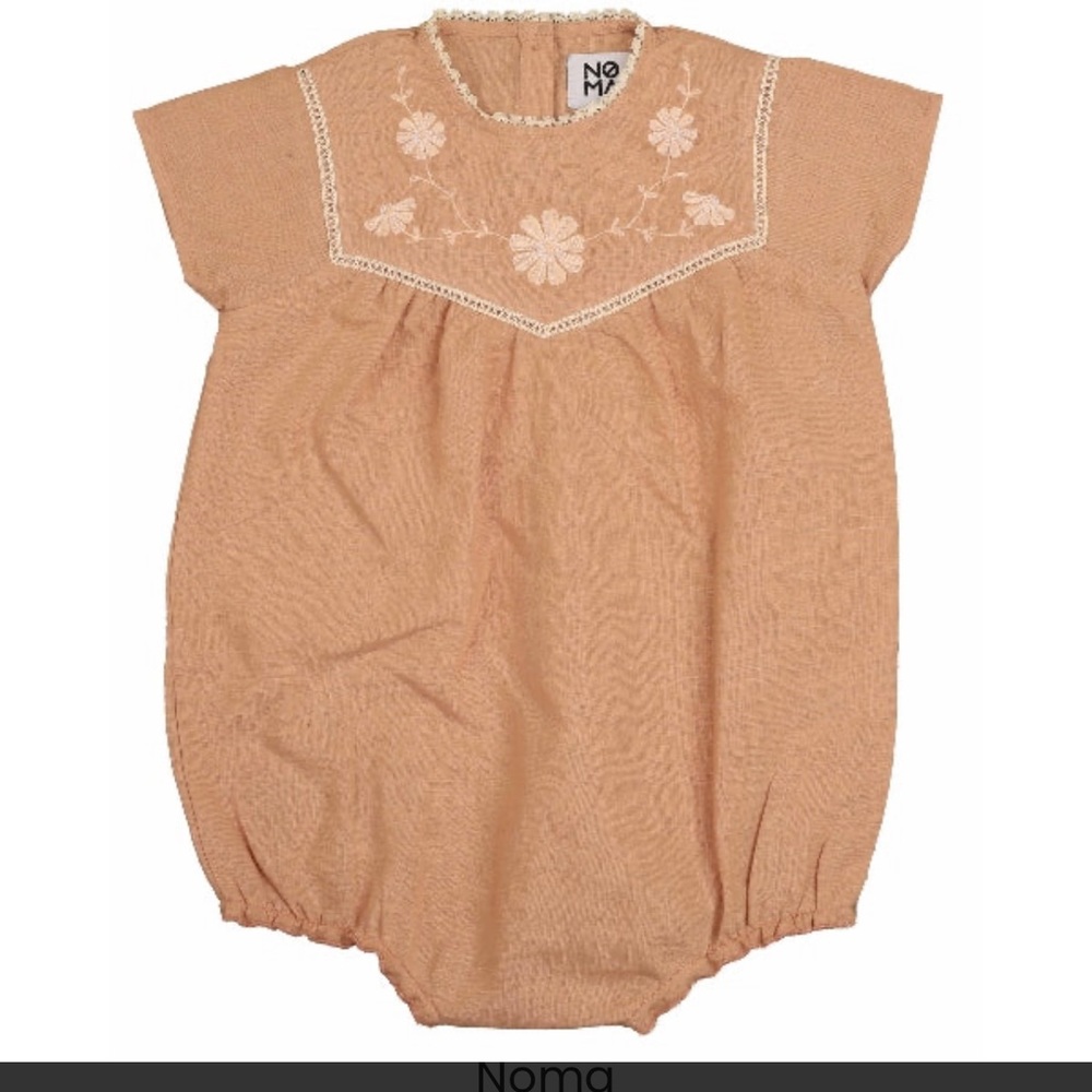 Noma
Noma Peach Embroidered Bib Solid Romper
